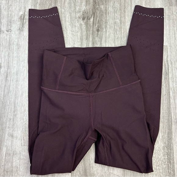 Lululemon Maroon Full Length Reflective High Rise Athletic Leggings Size 6 - Picture 2 of 5